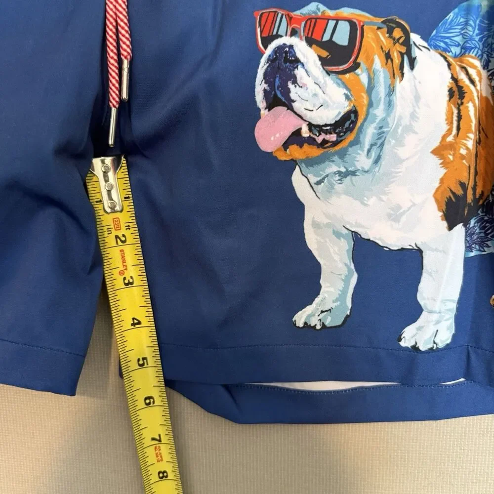 Robert Graham True Blue ‘Bulldog w/Shades’ Swim Trunks Men’s Extra Large NWT $98